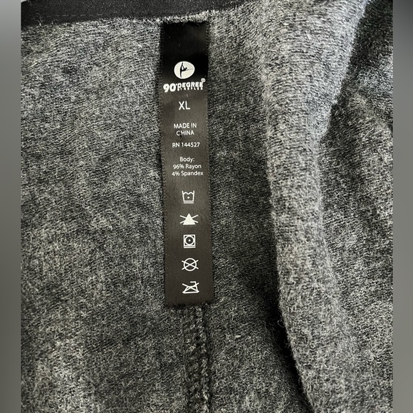 90 Degree by Reflex Women’s Gray Open Cardigan, Side Pockets, 96% Rayon; Size XL - Picture 4 of 9